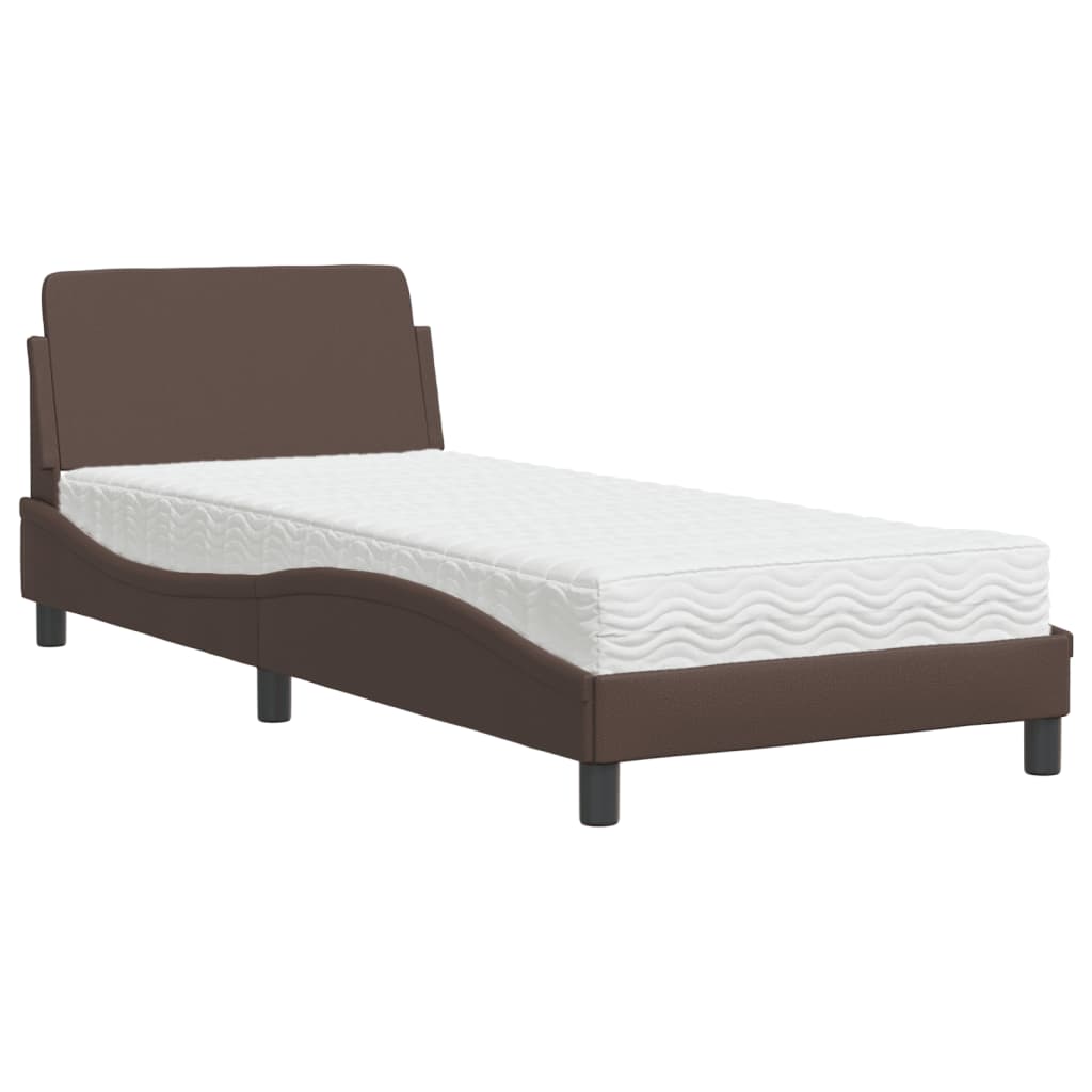 vidaXL Lit avec matelas marron 80x200 cm similicuir