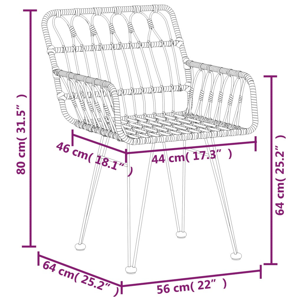 vidaXL Ensemble à manger de jardin 5pcs Résine tressée