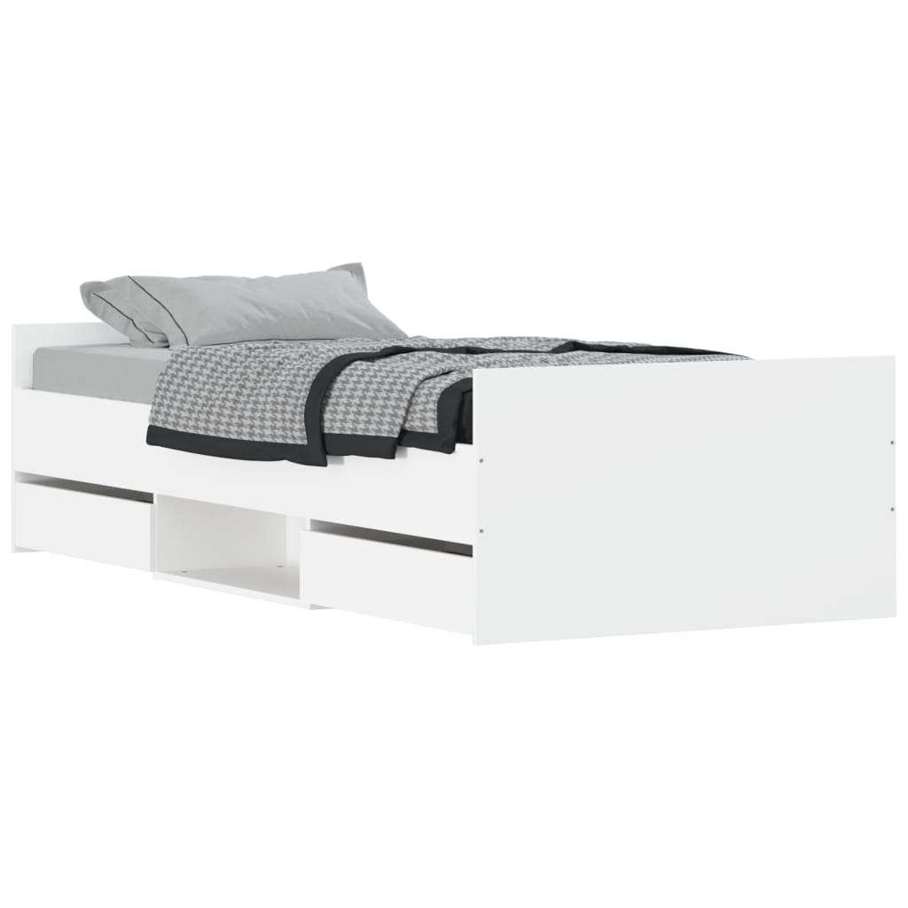 vidaXL Cadre de lit avec tête de lit/pied de lit blanc 90x190 cm