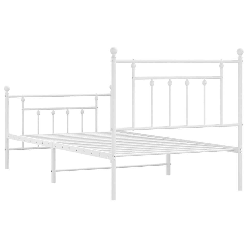 vidaXL Cadre de lit métal sans matelas et pied de lit blanc 100x190 cm