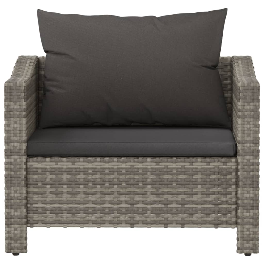 vidaXL Fauteuil de jardin avec coussin Gris Résine tressée