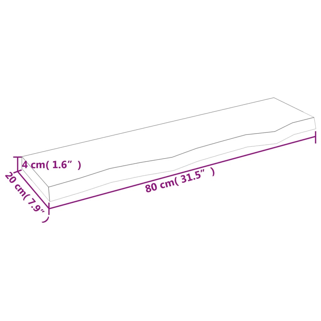 vidaXL Étagère murale marron clair 80x20x4 cm bois chêne massif traité