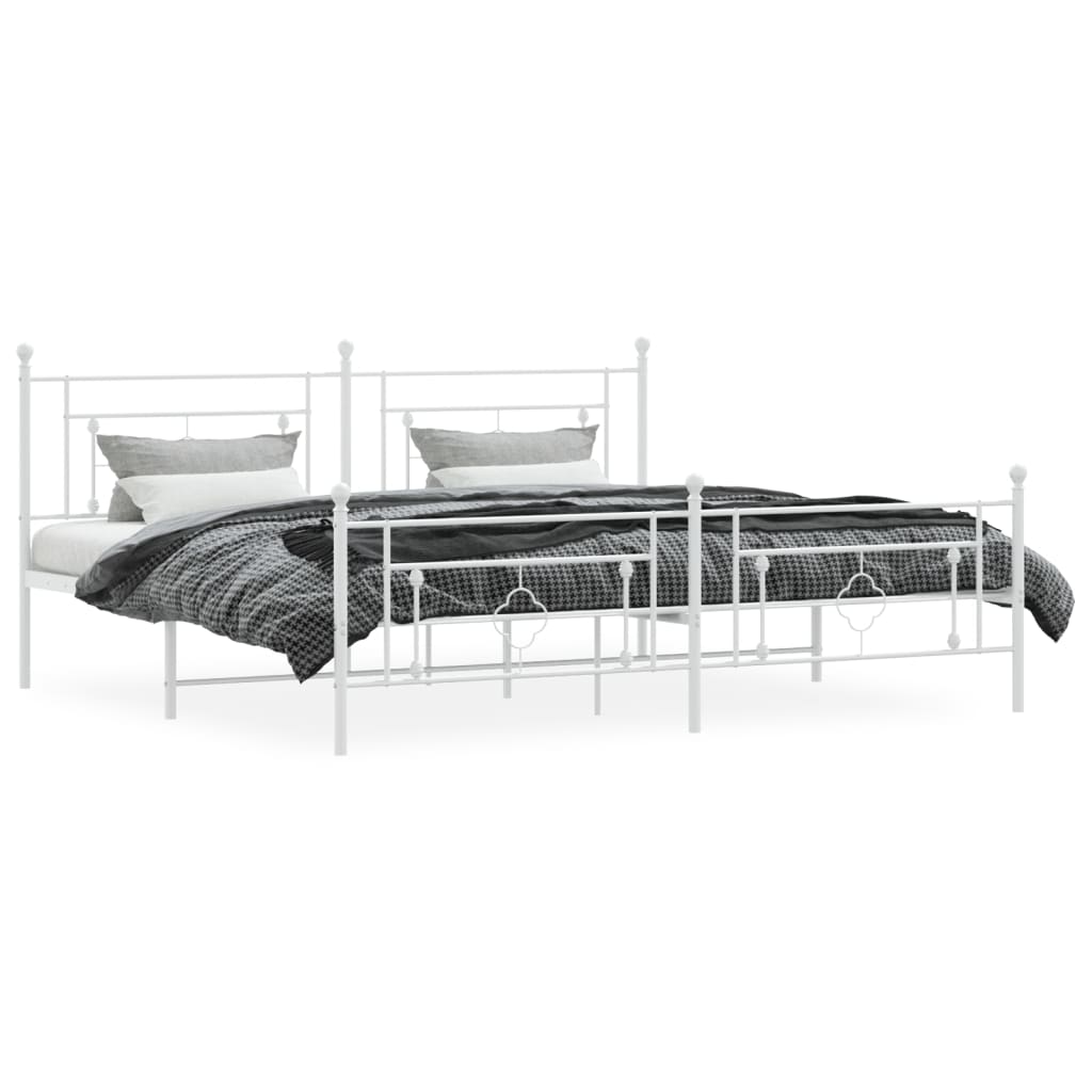 vidaXL Cadre de lit métal sans matelas et pied de lit blanc 193x203 cm