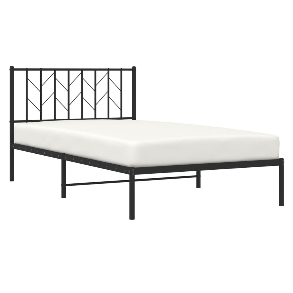 vidaXL Cadre de lit métal sans matelas avec tête de lit noir 107x203cm