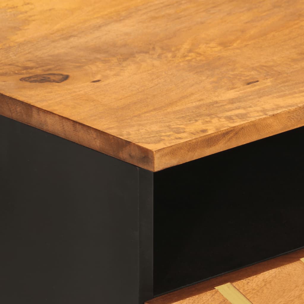 vidaXL Table basse marron et noir 80x54x40 cm bois de massif manguier