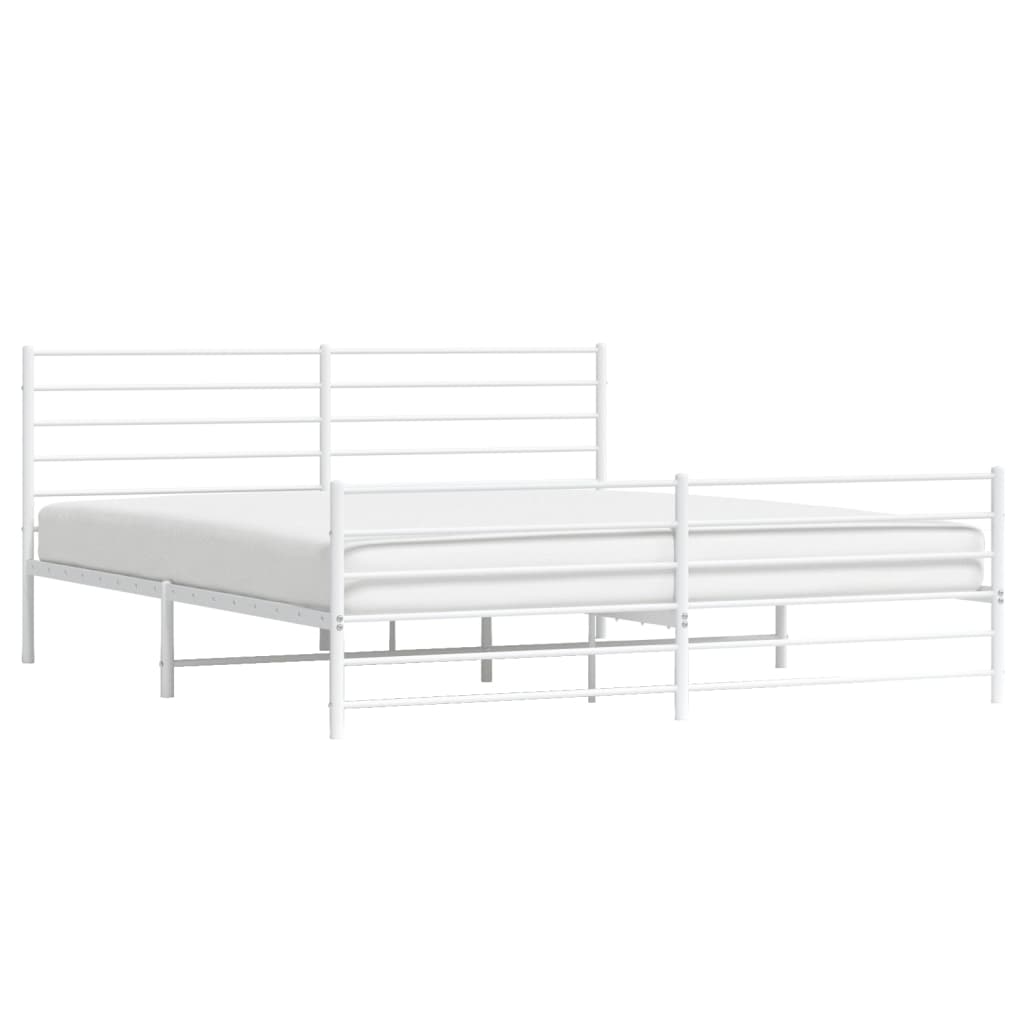 vidaXL Cadre de lit métal sans matelas et pied de lit blanc 180x200 cm