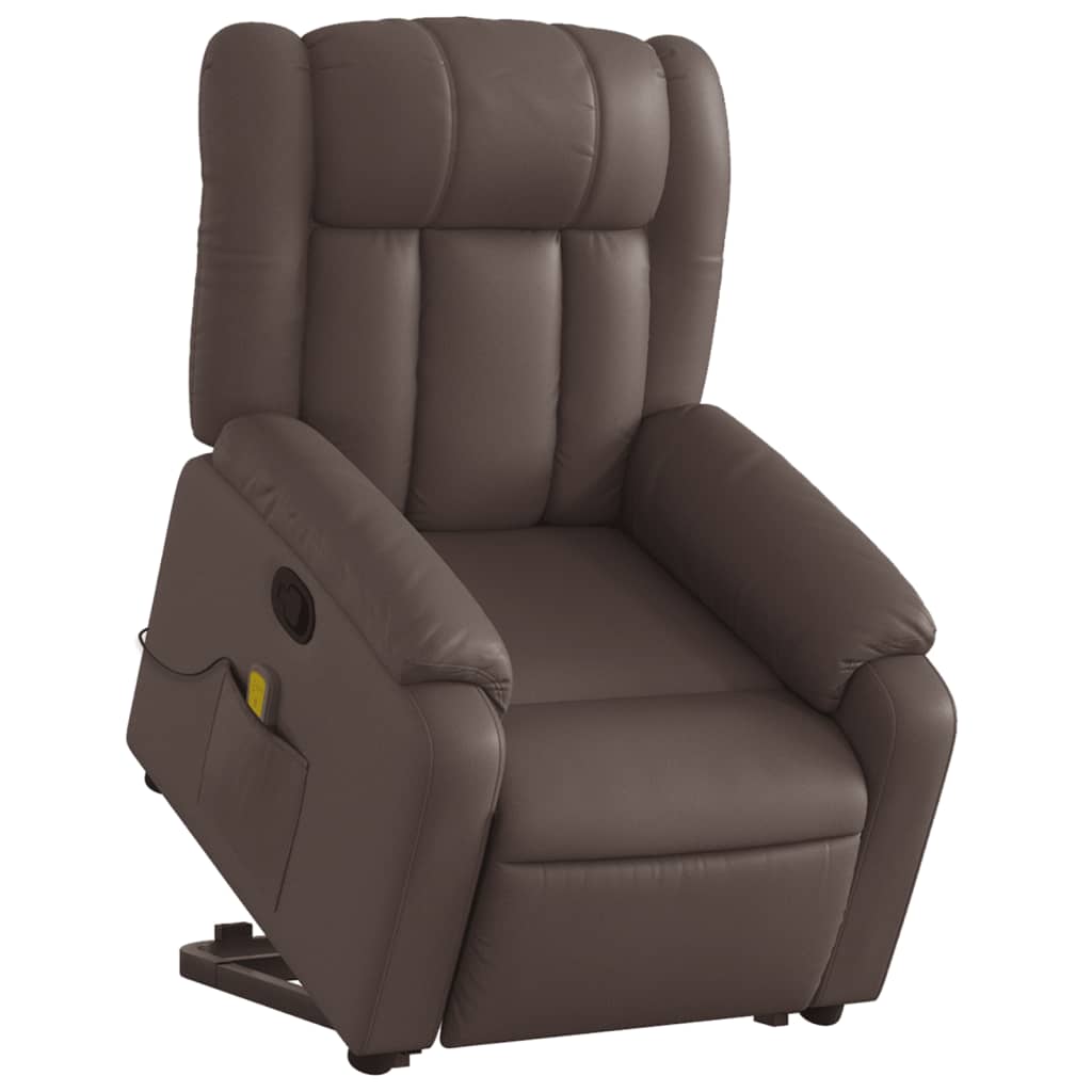 vidaXL Fauteuil inclinable de massage Marron Similicuir