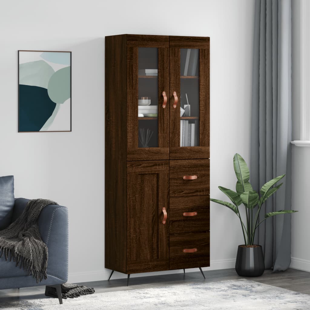 vidaXL Buffet haut Chêne marron 69,5x34x180 cm Bois d'ingénierie