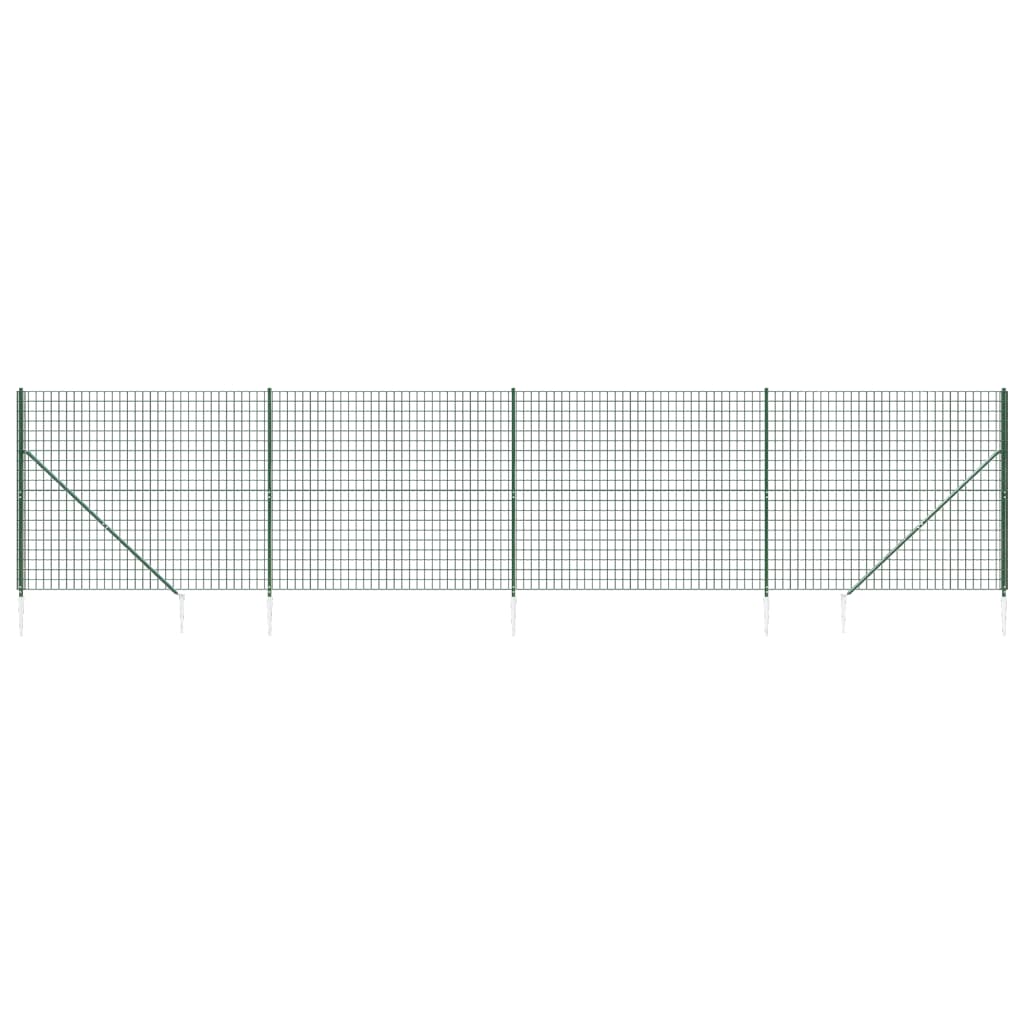 vidaXL Clôture en treillis métallique et piquet d'ancrage vert 2x10m