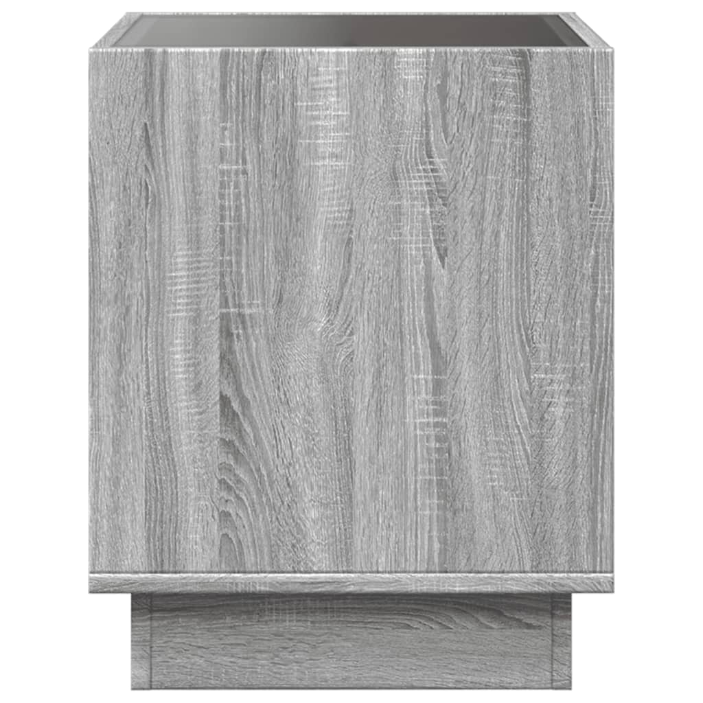 vidaXL Table de chevet avec LED infini sonoma gris 40x40x50 cm