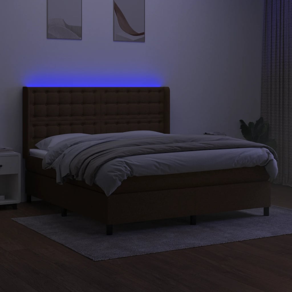 vidaXL Sommier à lattes de lit matelas et LED Marron foncé 180x200cm