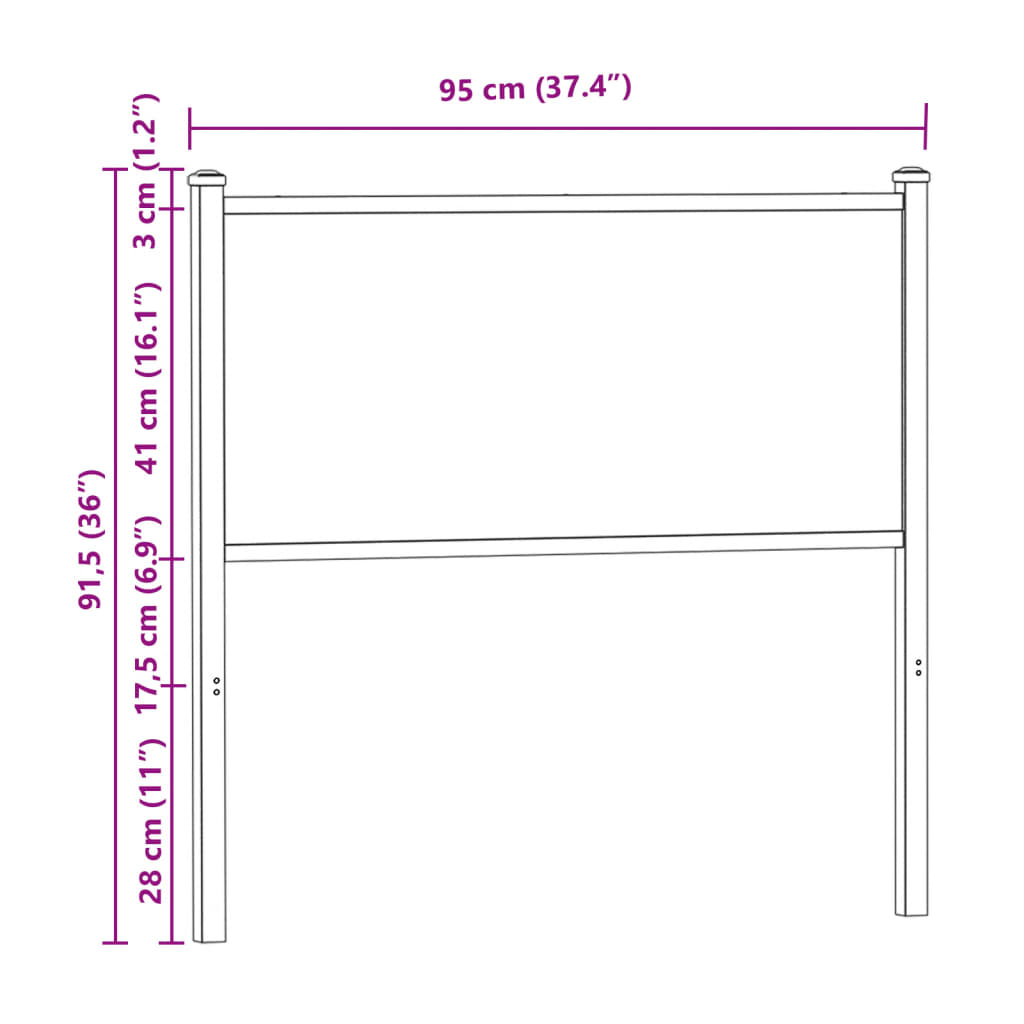 vidaXL Tête de lit chêne fumé 90 cm bois d'ingénierie et acier