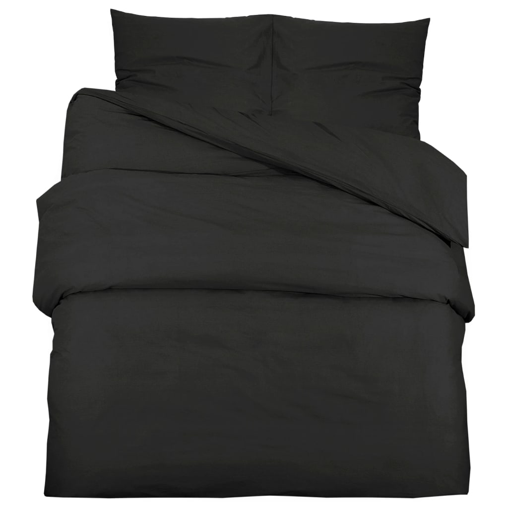 vidaXL Ensemble de housse de couette Noir 200x200 cm Coton