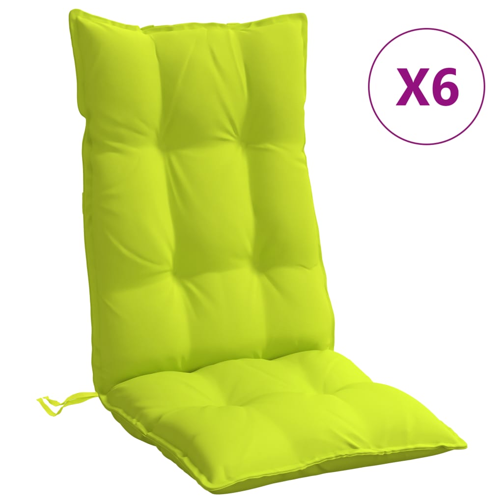 vidaXL Coussins de chaise à dossier haut lot de 6 vert vif