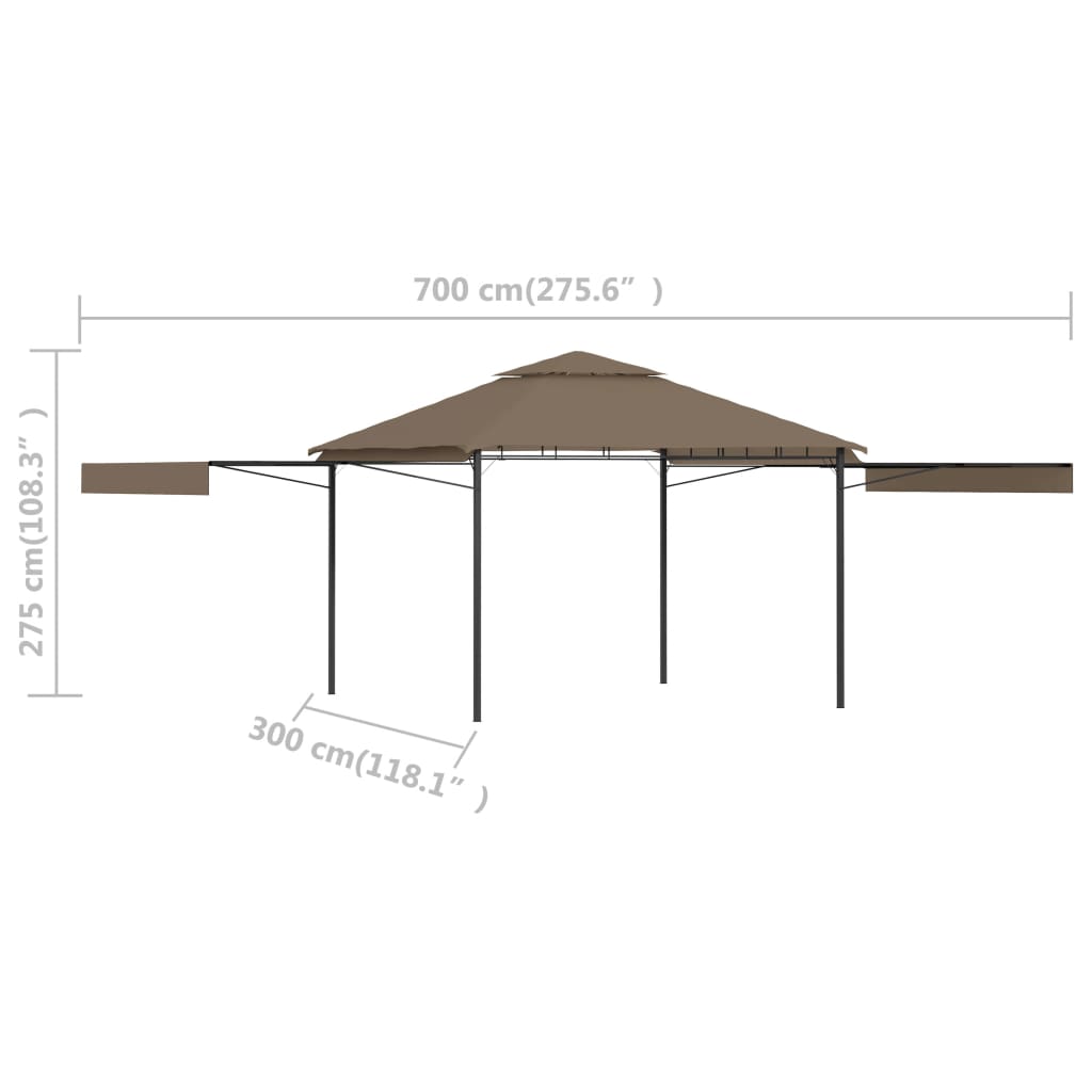 vidaXL Belvédère et double toits étentus 3x3x2,75 m Taupe 180g/m²
