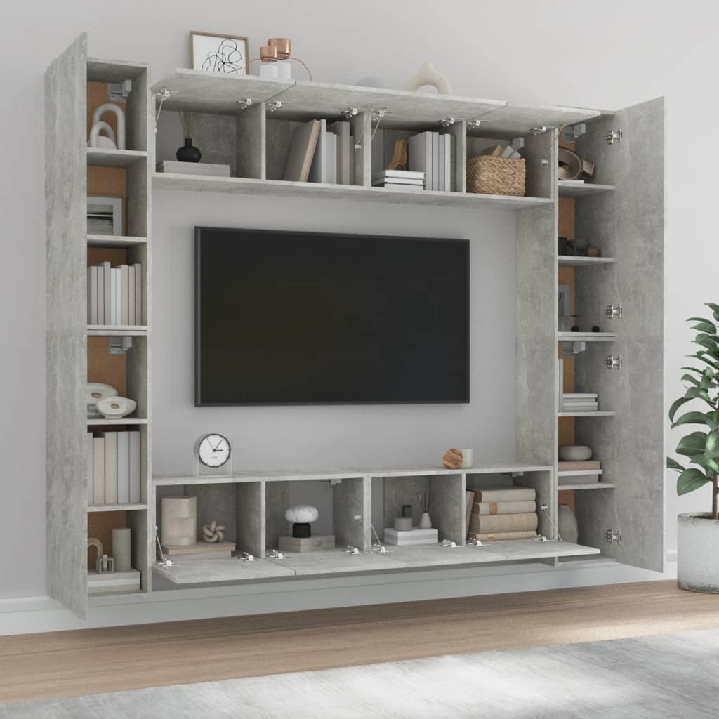 vidaXL Ensemble de meubles TV 8 pcs Gris béton Bois d'ingénierie