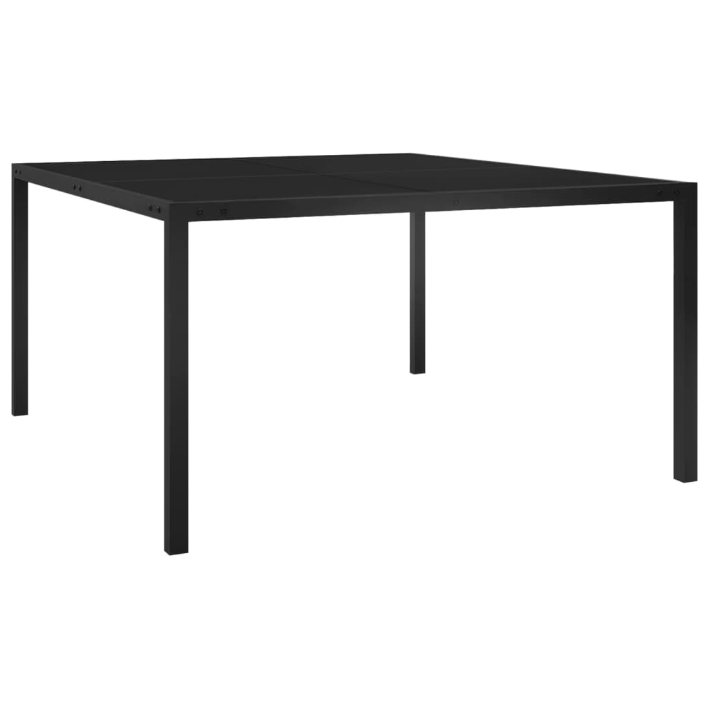 vidaXL Table de jardin 130x130x72 cm Noir Acier et verre