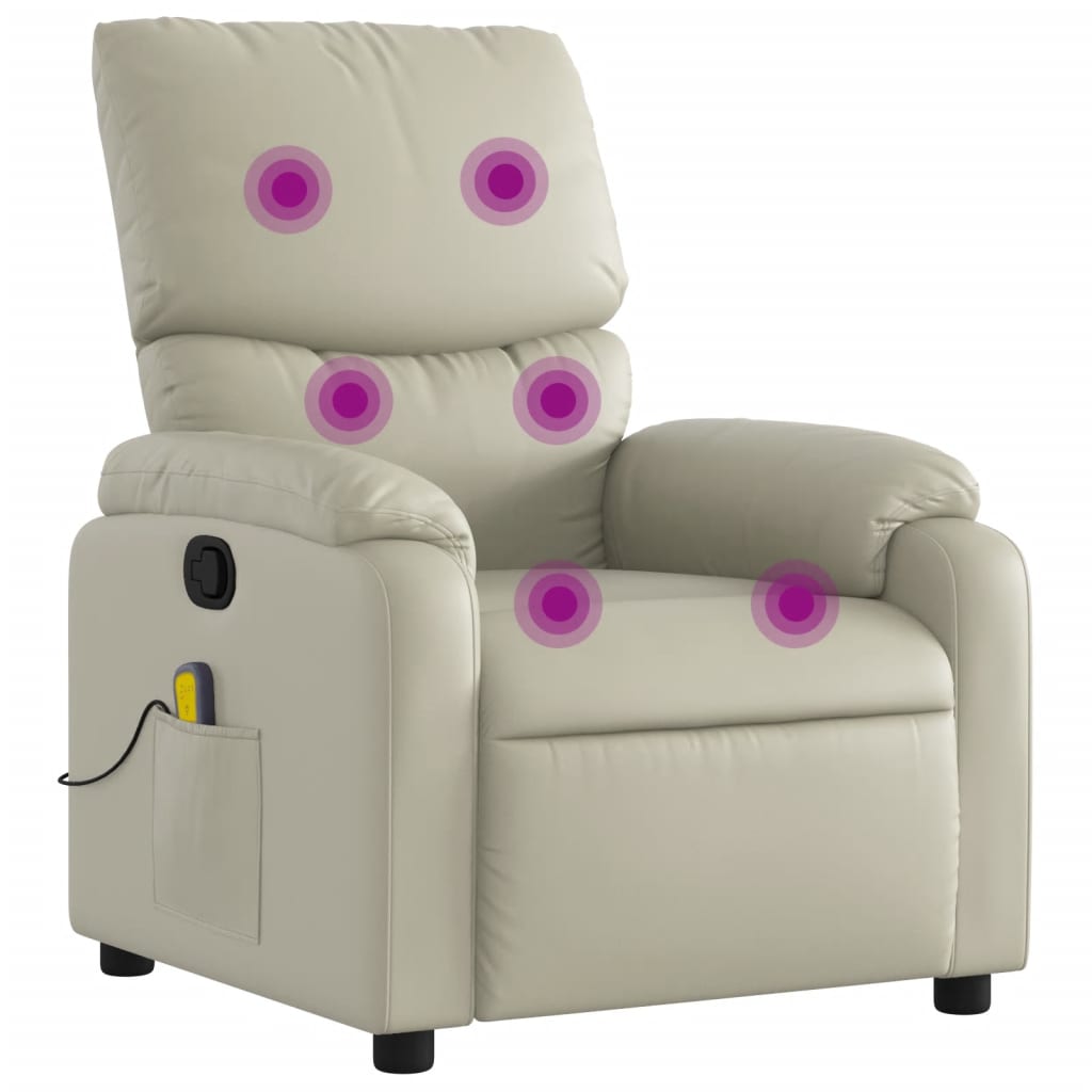 vidaXL Fauteuil inclinable de massage Crème Similicuir