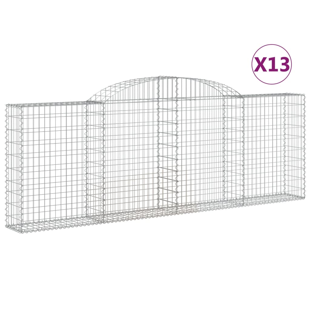 vidaXL Paniers à gabions arqués 13 pcs 300x30x100/120 cm fer galvanisé