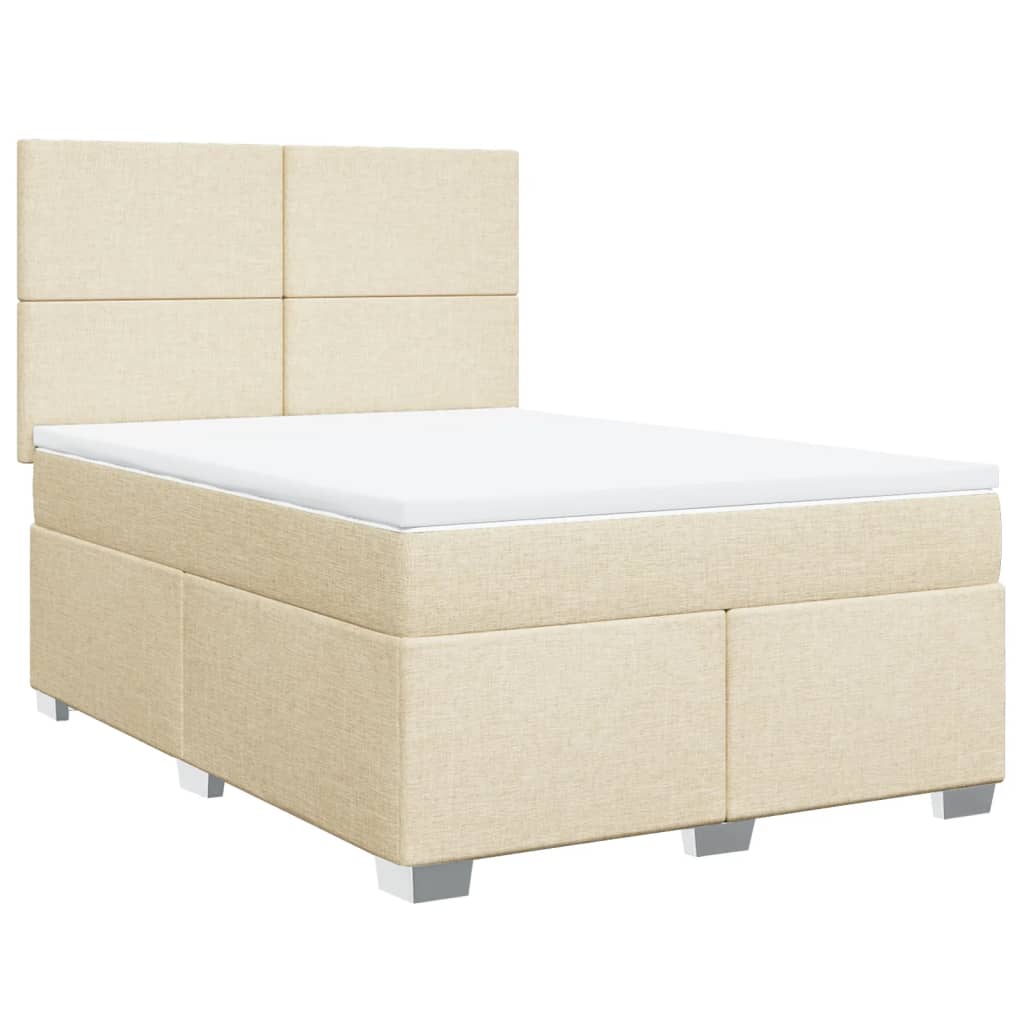 vidaXL Sommier à lattes de lit avec matelas Crème 160x200 cm Tissu