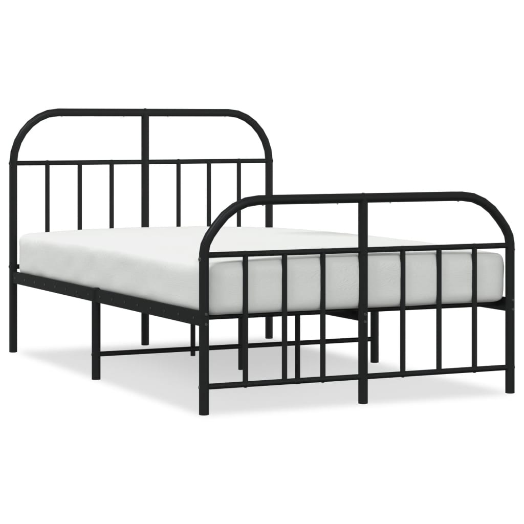 vidaXL Cadre de lit métal sans matelas avec pied de lit noir 120x200cm