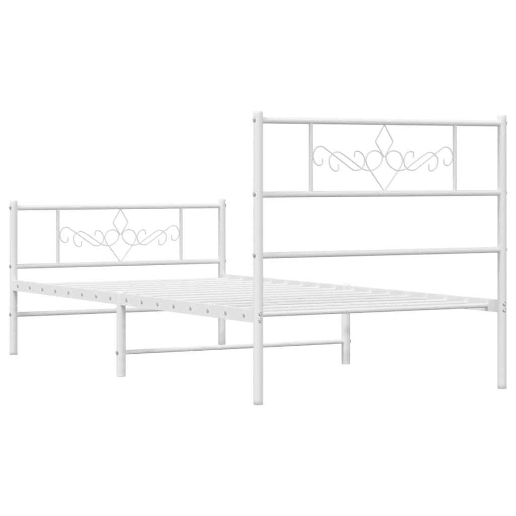 vidaXL Cadre de lit métal sans matelas et pied de lit blanc 100x200 cm