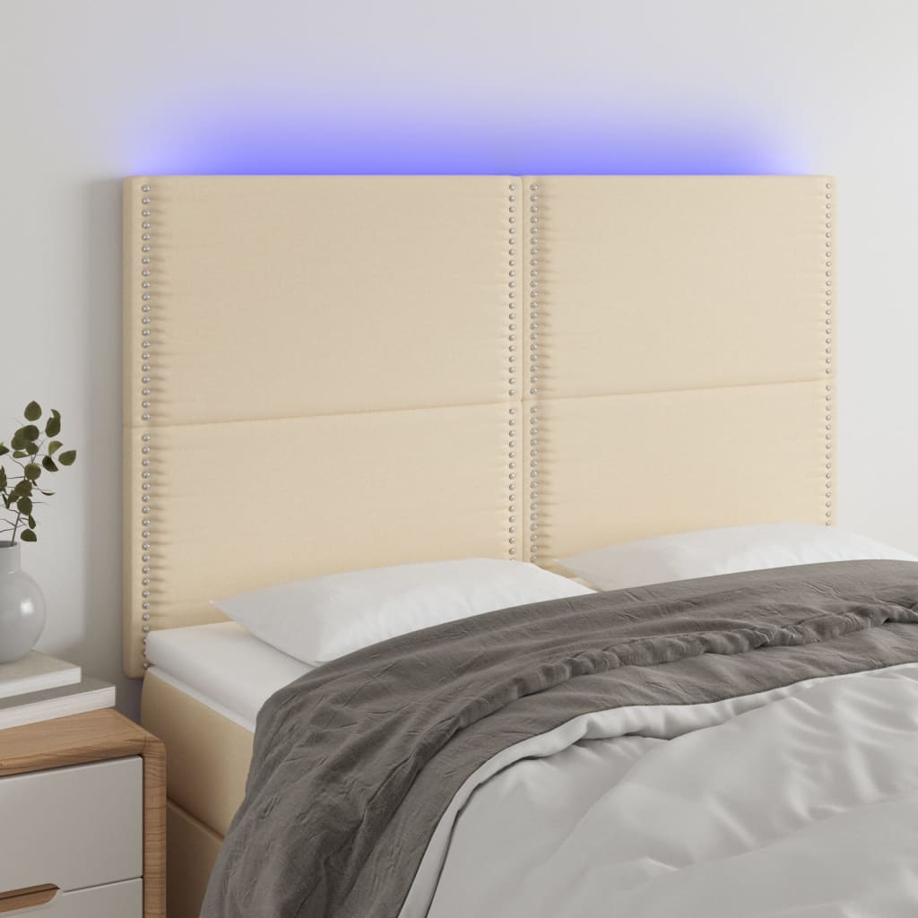 vidaXL Tête de lit à LED Crème 144x5x118/128 cm Tissu