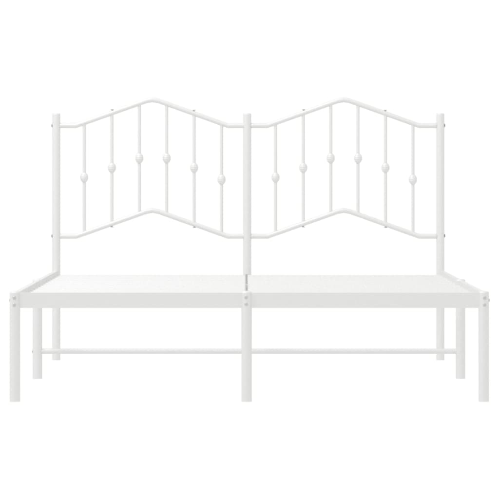 vidaXL Cadre de lit métal sans matelas et tête de lit blanc 135x190 cm