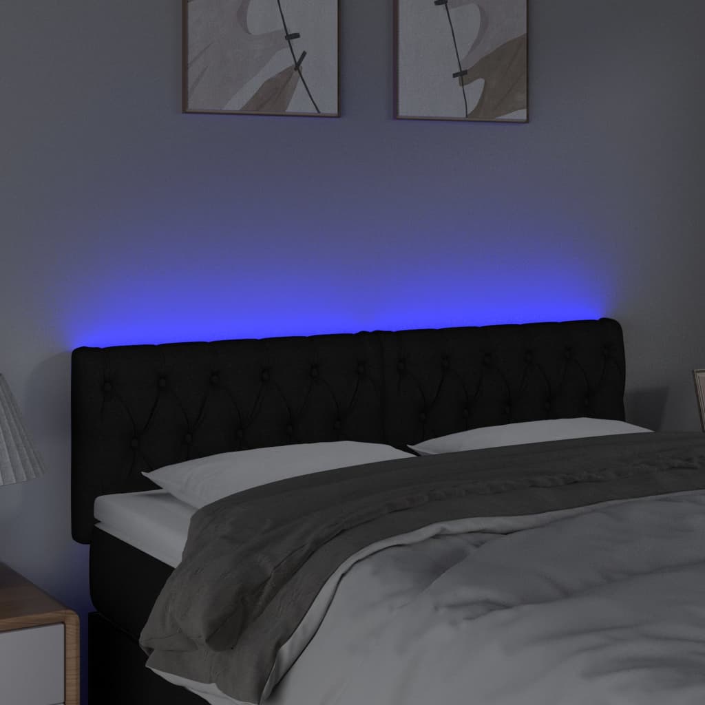 vidaXL Tête de lit à LED Noir 144x7x78/88 cm Tissu