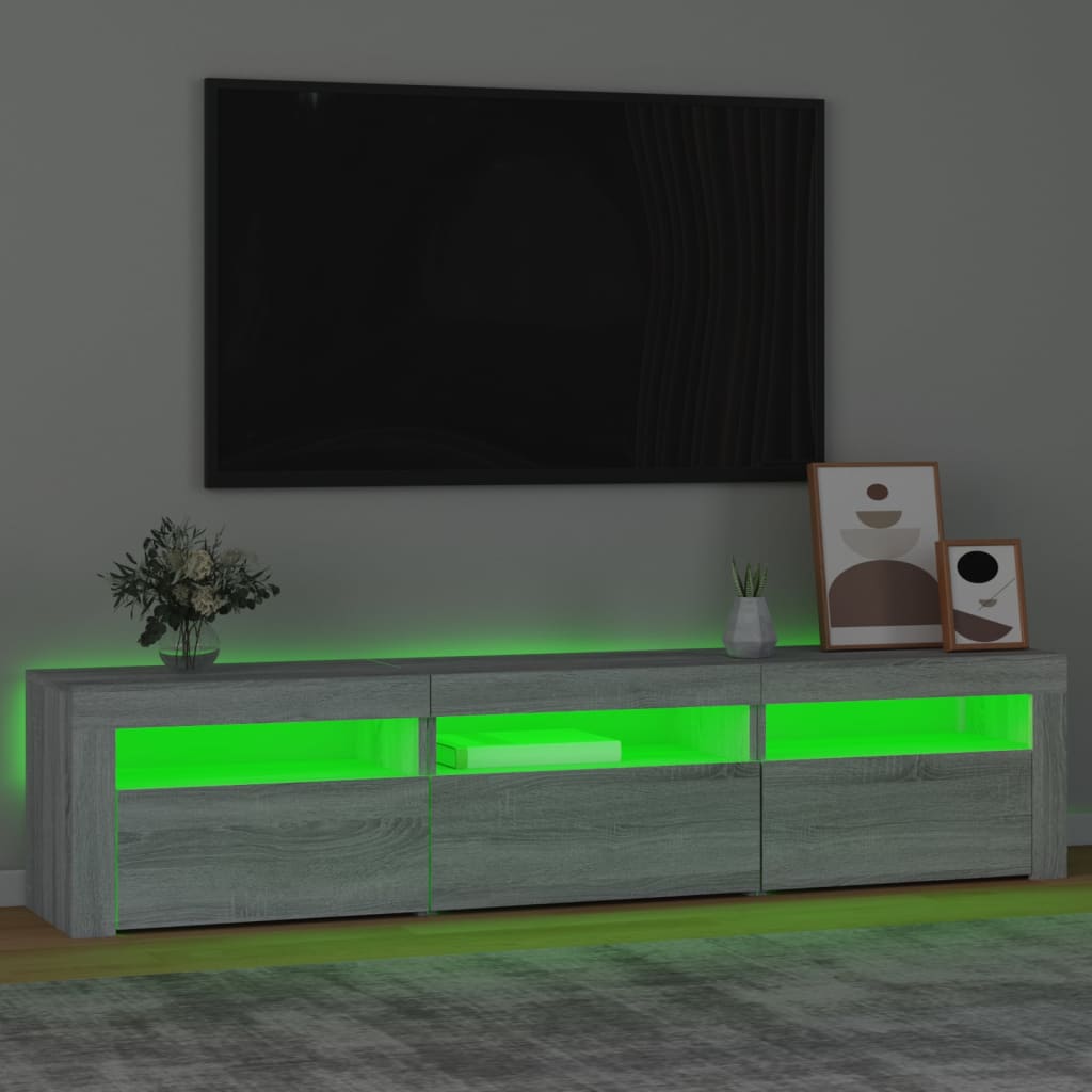 vidaXL Meuble TV avec lumières LED Sonoma gris 180x35x40 cm