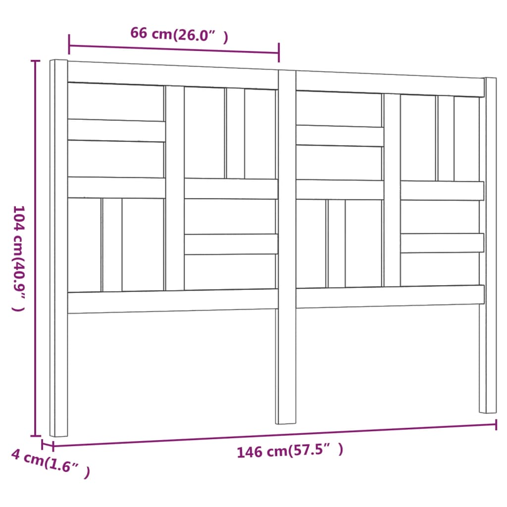 vidaXL Tête de lit 146x4x104 cm Bois massif de pin