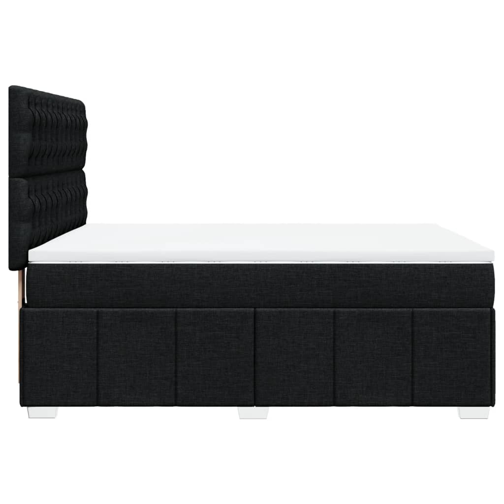 vidaXL Sommier à lattes de lit avec matelas Noir 140x200 cm Tissu