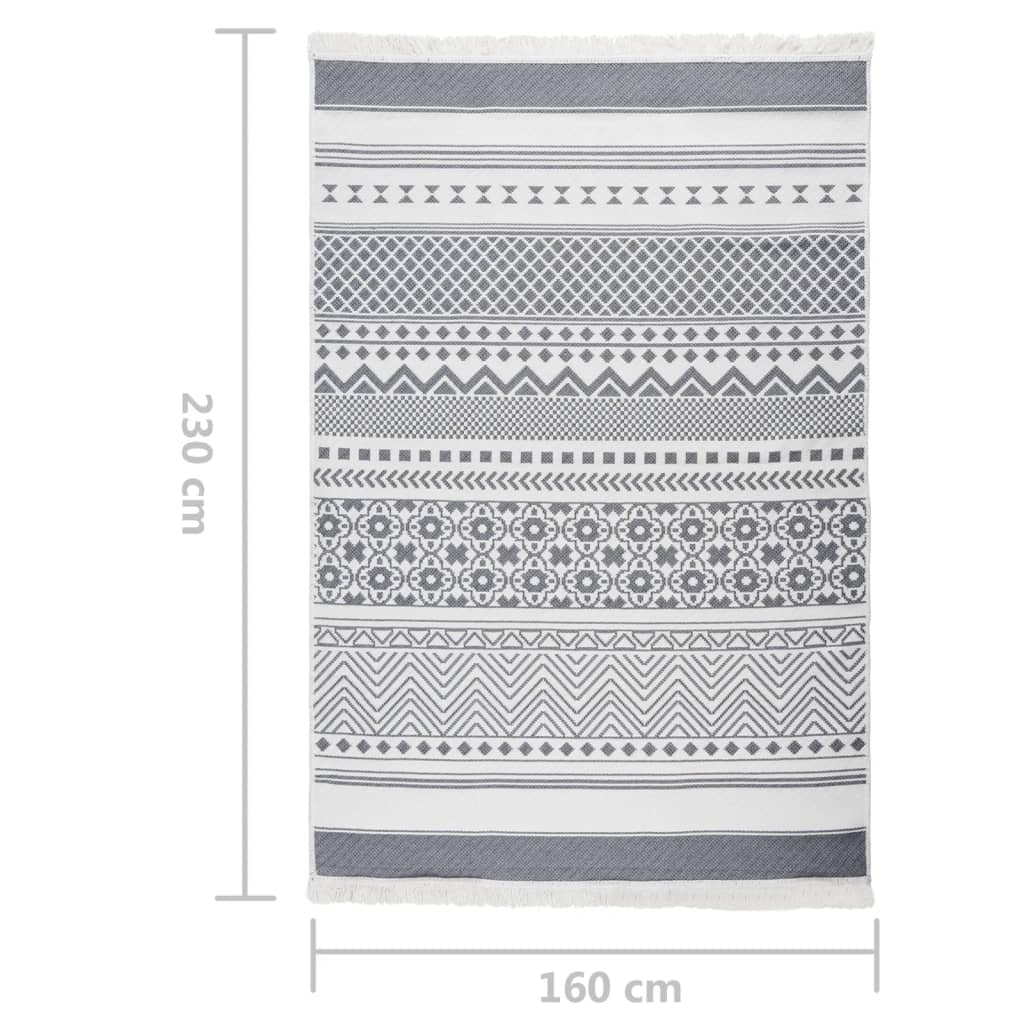 vidaXL Tapis Gris et blanc 160x230 cm Coton