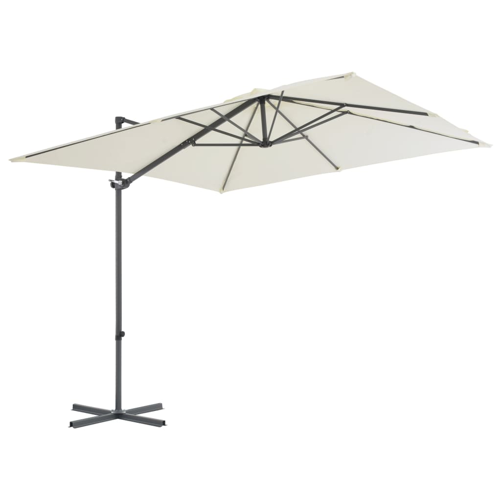 vidaXL Parasol de jardin en porte-à-faux avec mât en acier sable