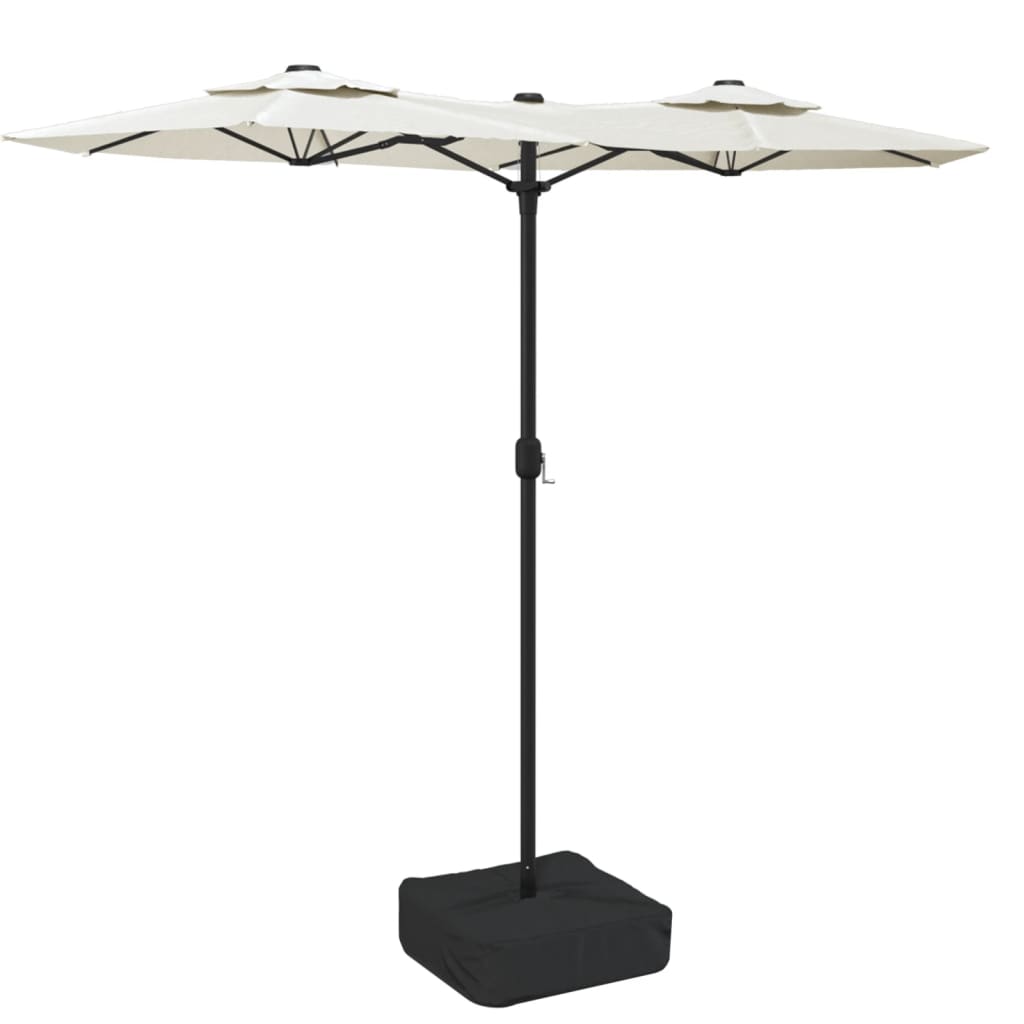 vidaXL Parasol de jardin à double tête avec LED blanc sable 316x240 cm