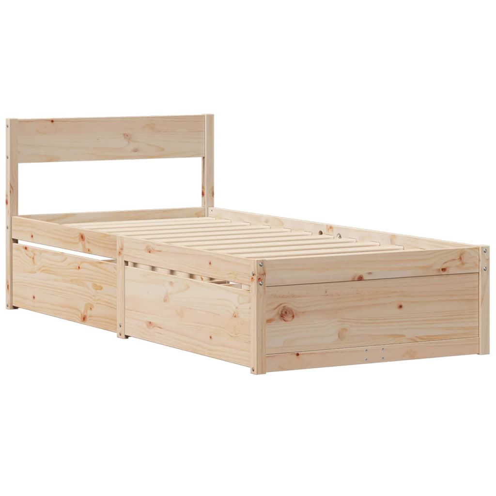 vidaXL Lit avec tiroirs et matelas 90x200 cm bois massif de pin