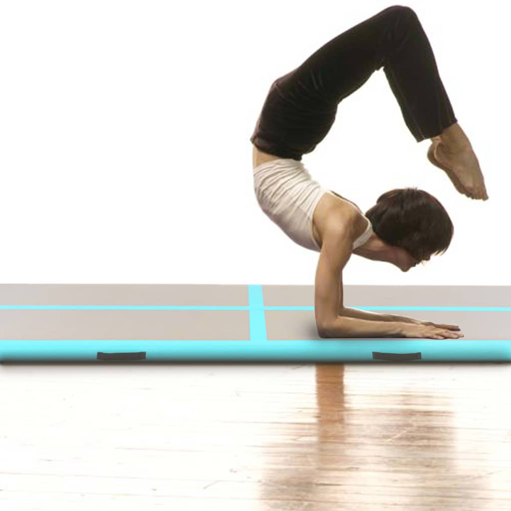 vidaXL Tapis gonflable de gymnastique avec pompe 600x100x10cm PVC Vert