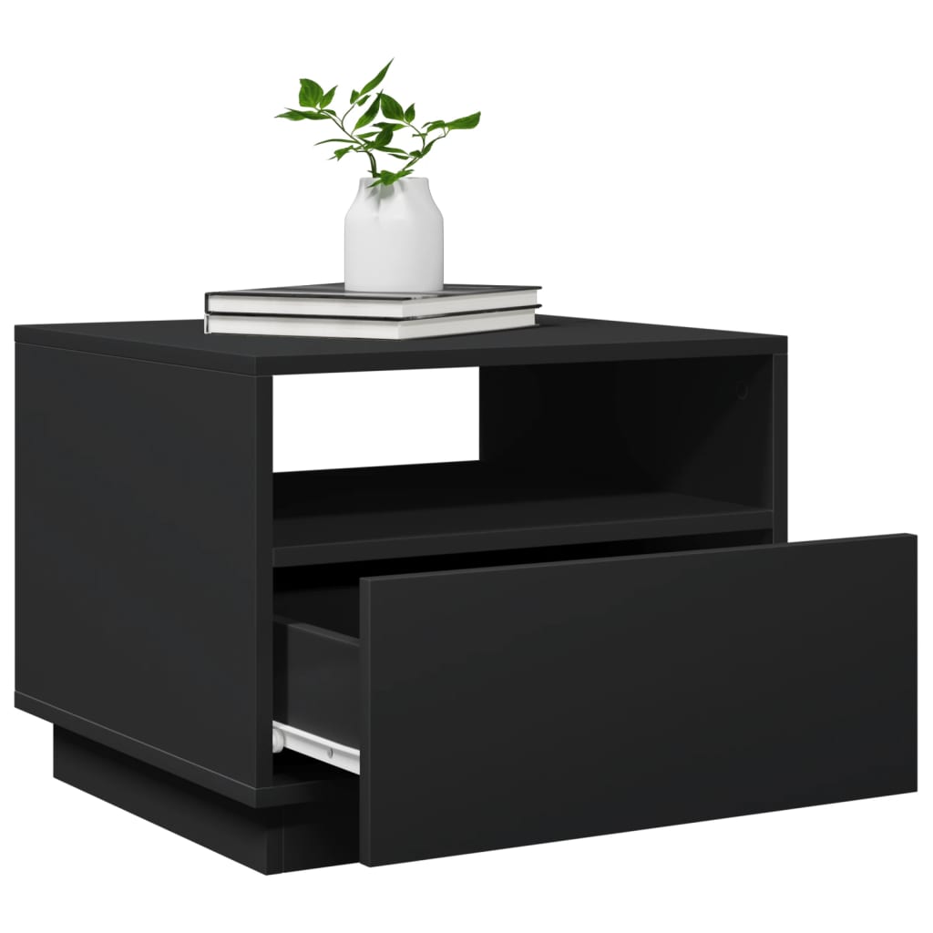 vidaXL Table basse avec lumières LED noir 50x49x40 cm