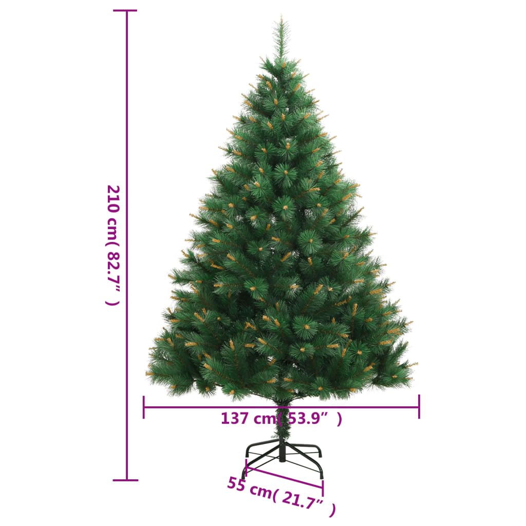 vidaXL Sapin de Noël artificiel à charnières avec support 210 cm