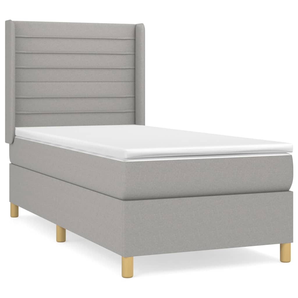 vidaXL Sommier à lattes de lit avec matelas Gris clair 90x200 cm Tissu