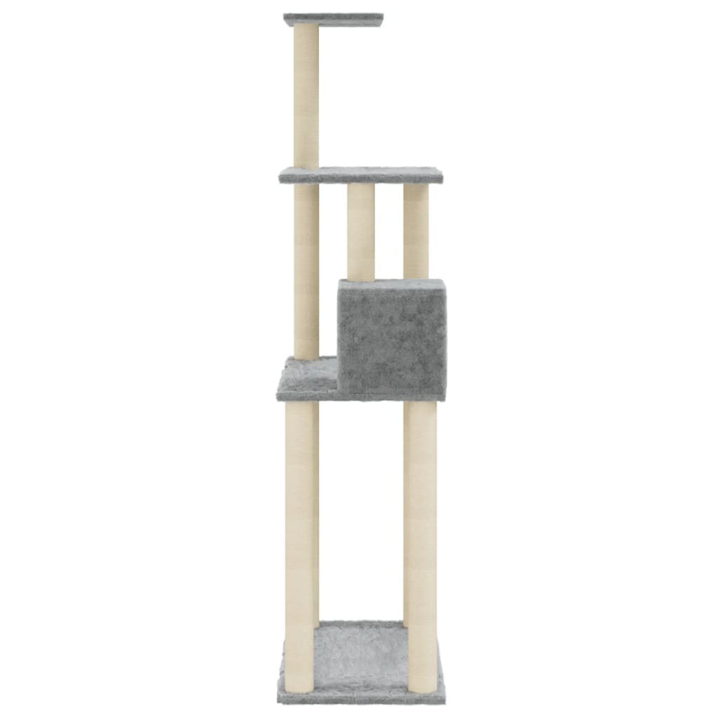 vidaXL Arbre à chat avec griffoirs en sisal Gris clair 147 cm