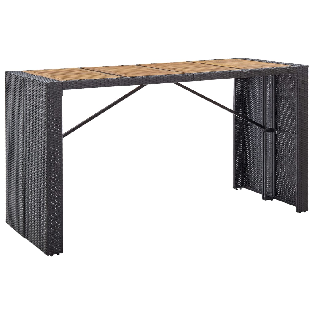 vidaXL Ensemble de bar d'extérieur 9 pcs Résine tressée et acacia Noir