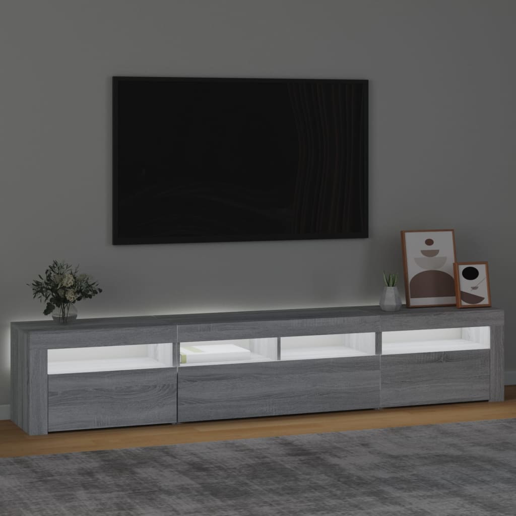 vidaXL Meuble TV avec lumières LED Sonoma gris 210x35x40 cm