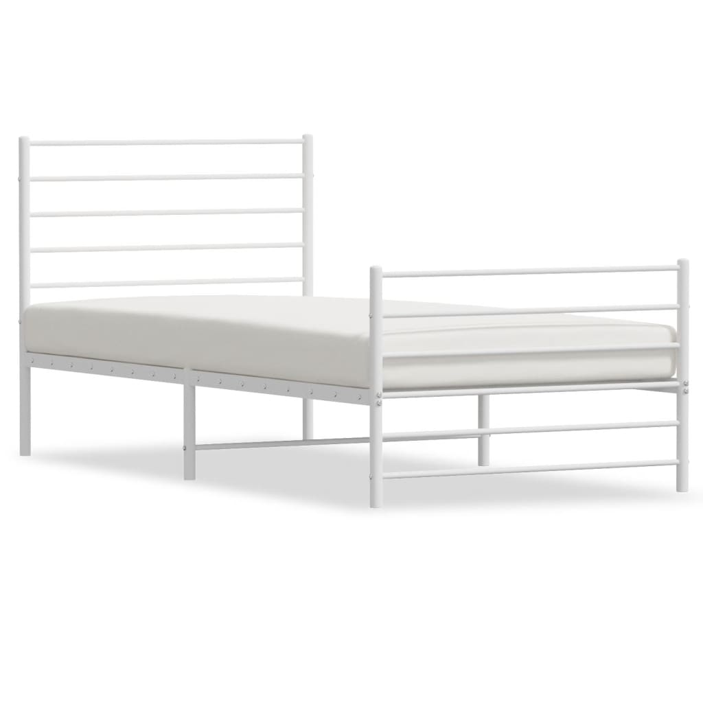 vidaXL Cadre de lit métal sans matelas avec pied de lit blanc 90x190cm