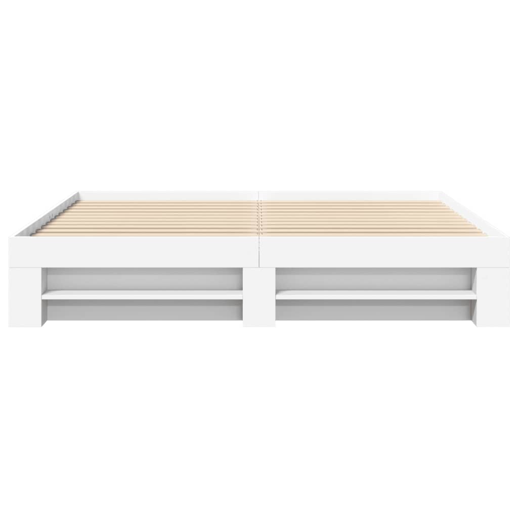 vidaXL Cadre de lit sans matelas blanc 200x200 cm bois d'ingénierie