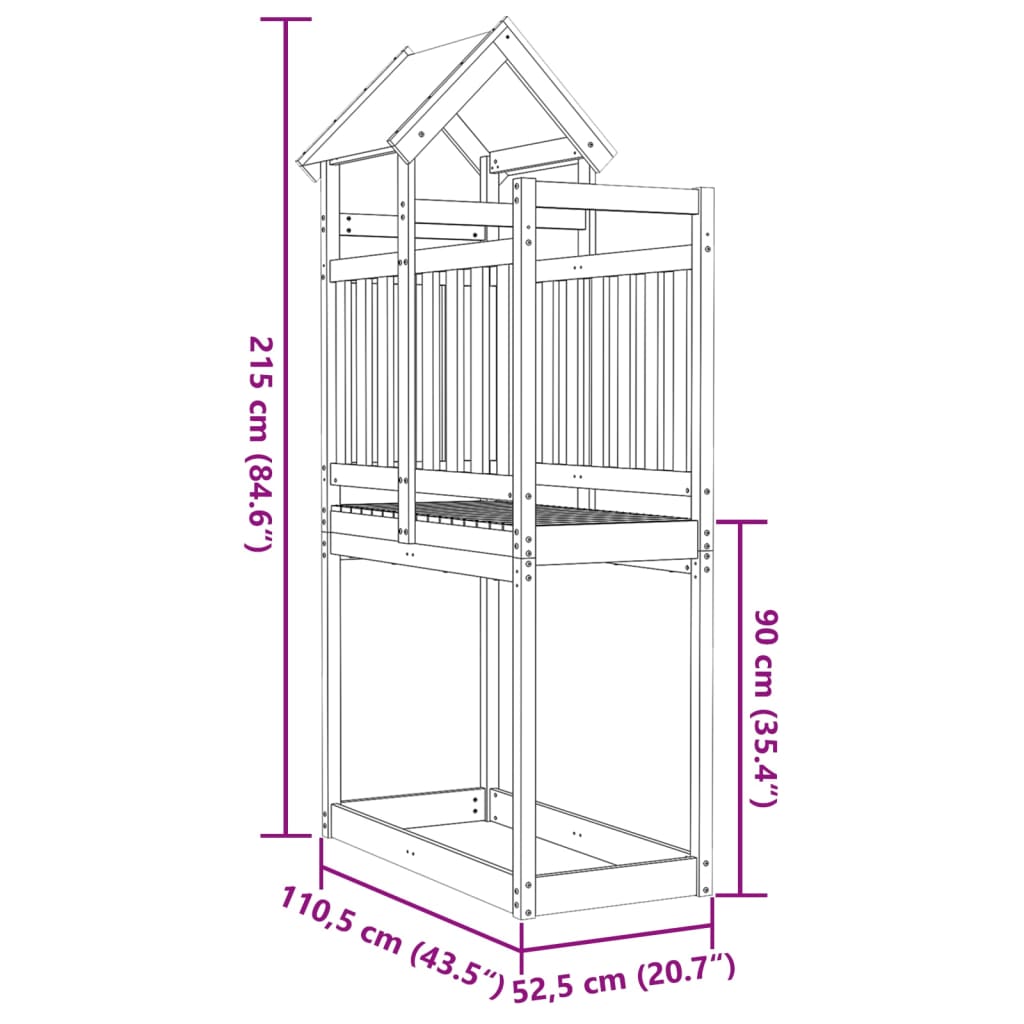 vidaXL Tour de jeu 110,5x52,5x215 cm bois massif sapin de douglas