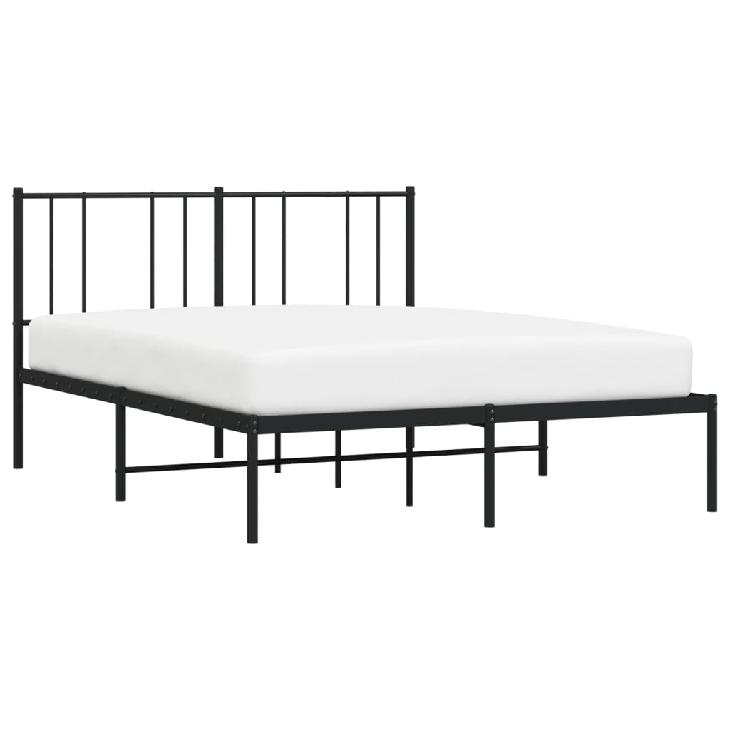 vidaXL Cadre de lit métal avec tête de lit noir 150x200 cm