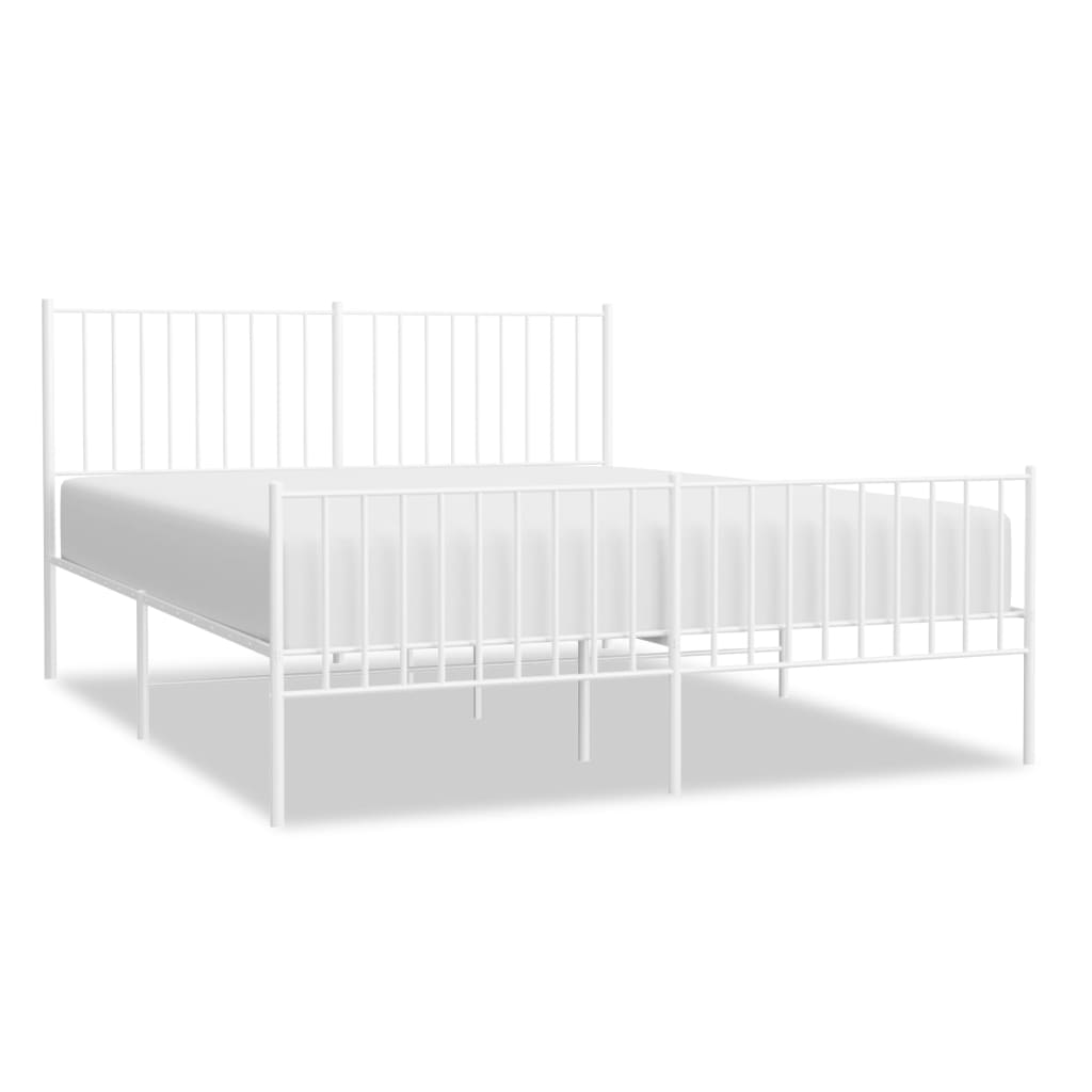 vidaXL Cadre de lit métal sans matelas et pied de lit blanc 150x200 cm