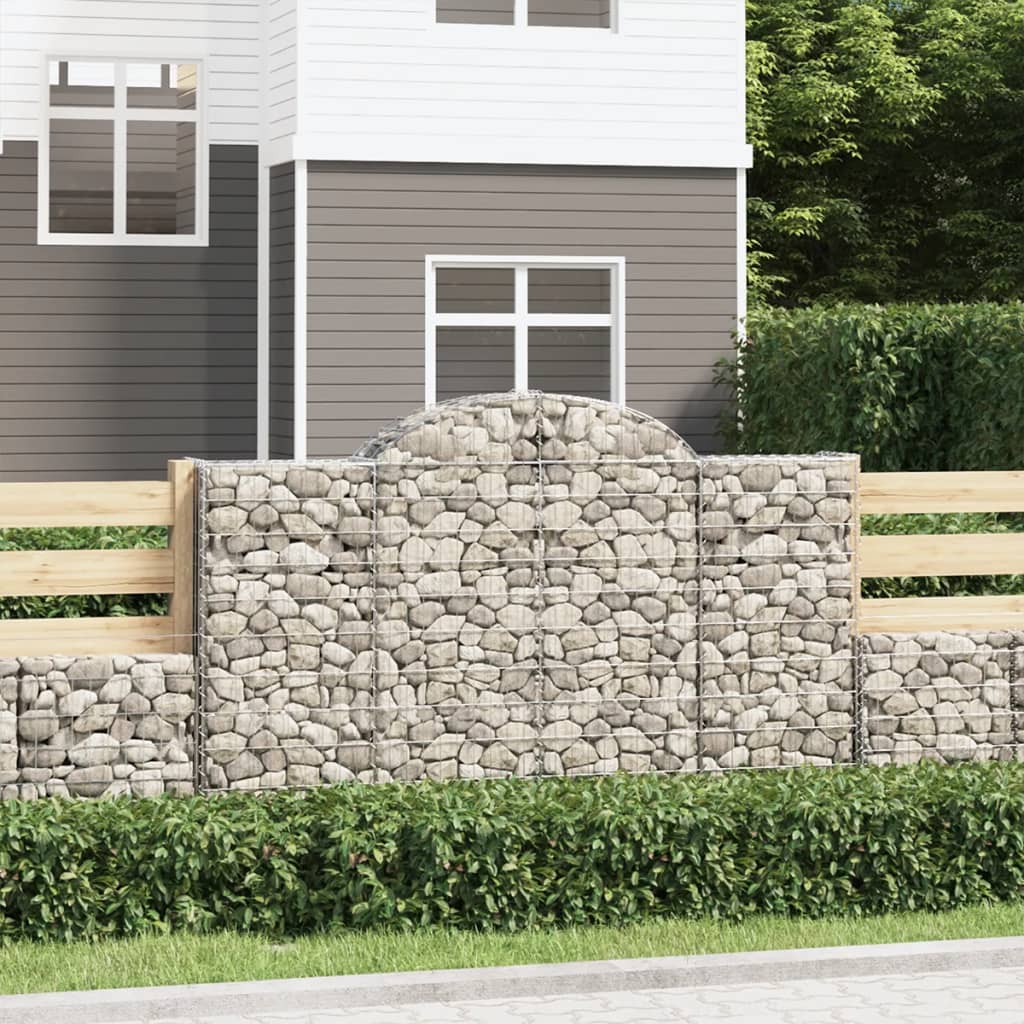 vidaXL Paniers à gabions arqués 2 pcs 200x30x120/140 cm Fer galvanisé