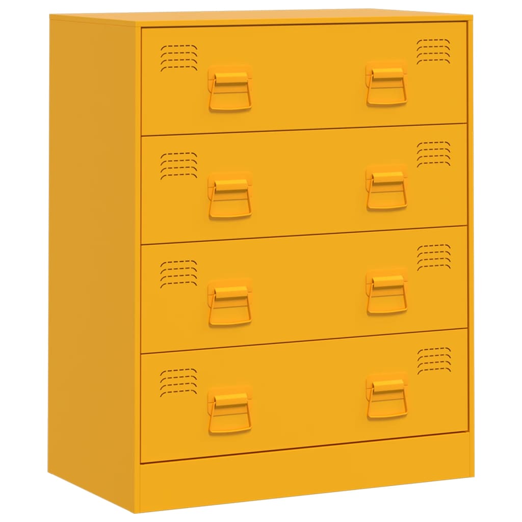 vidaXL Buffet jaune moutarde 67x39x83 cm acier